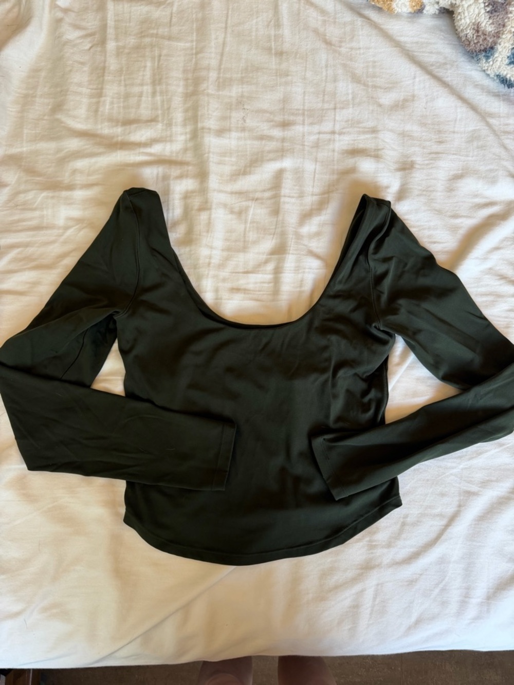 aerie Olive Scoop Neck Long Sleeve Top
